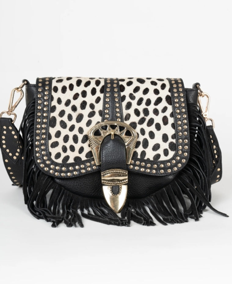 PC AMAL BLACK AND ZEBRA CROSSBODY BAG