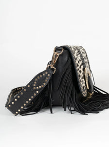 PC AMAL BLACK AND ZEBRA CROSSBODY BAG