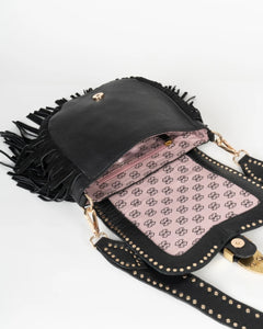 PC AMAL BLACK AND ZEBRA CROSSBODY BAG