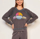 SUNDRY Sunrise Raglan Sweatshirt in Washed Black