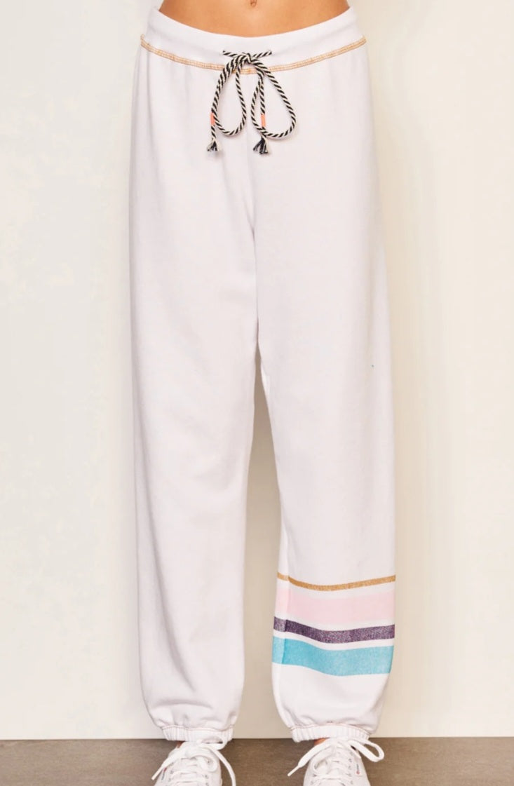 SUNDRY Jogger Stripe in Optic White