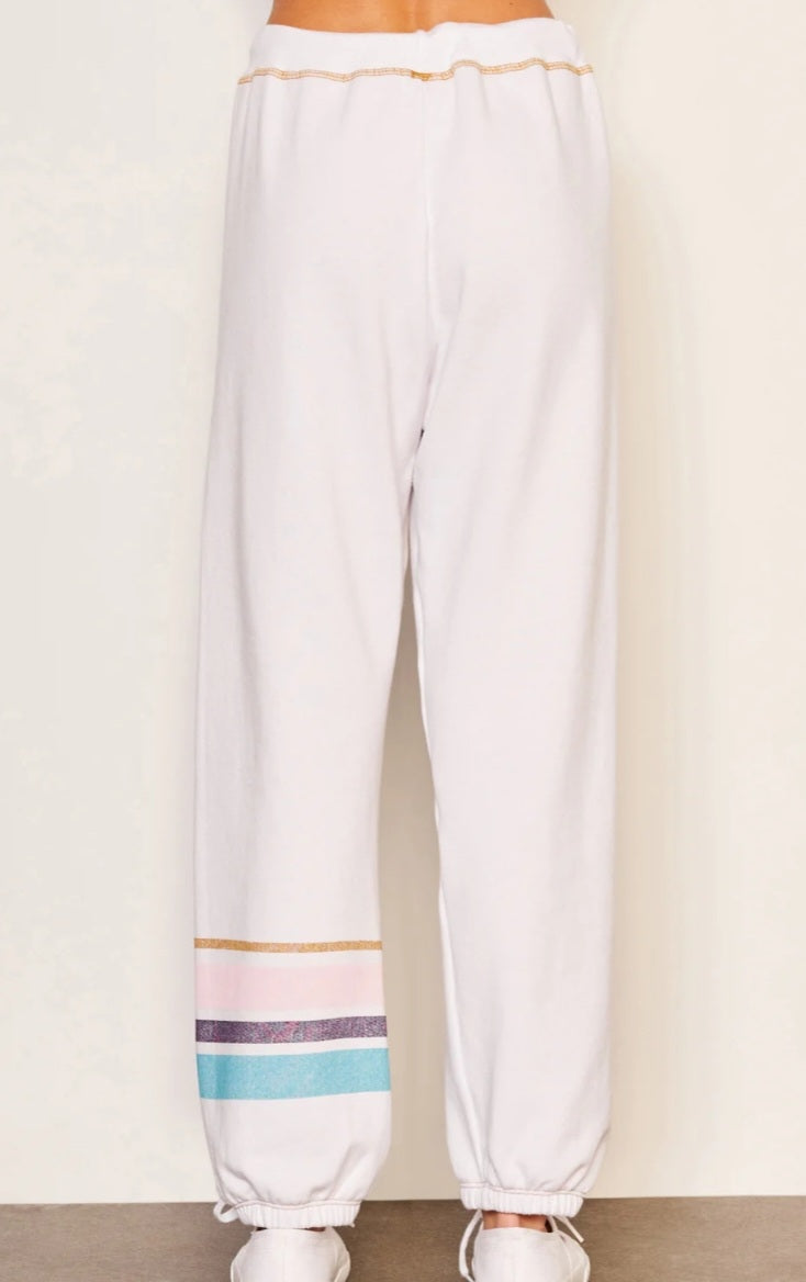 SUNDRY Jogger Stripe in Optic White