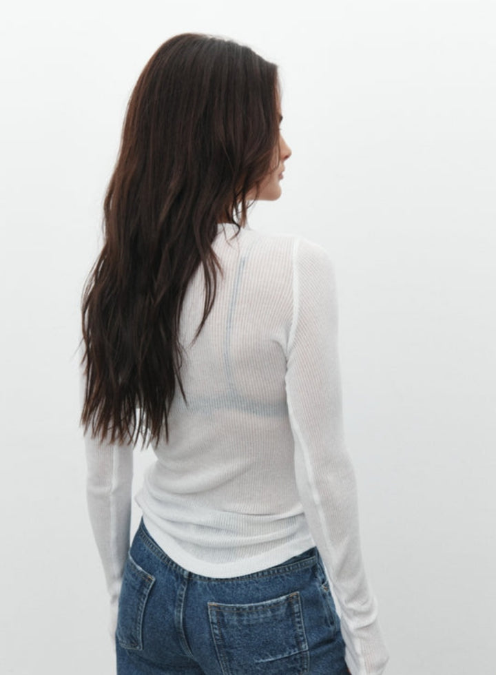 BAYSE  MYLES CREW NECK TOP - WHITE