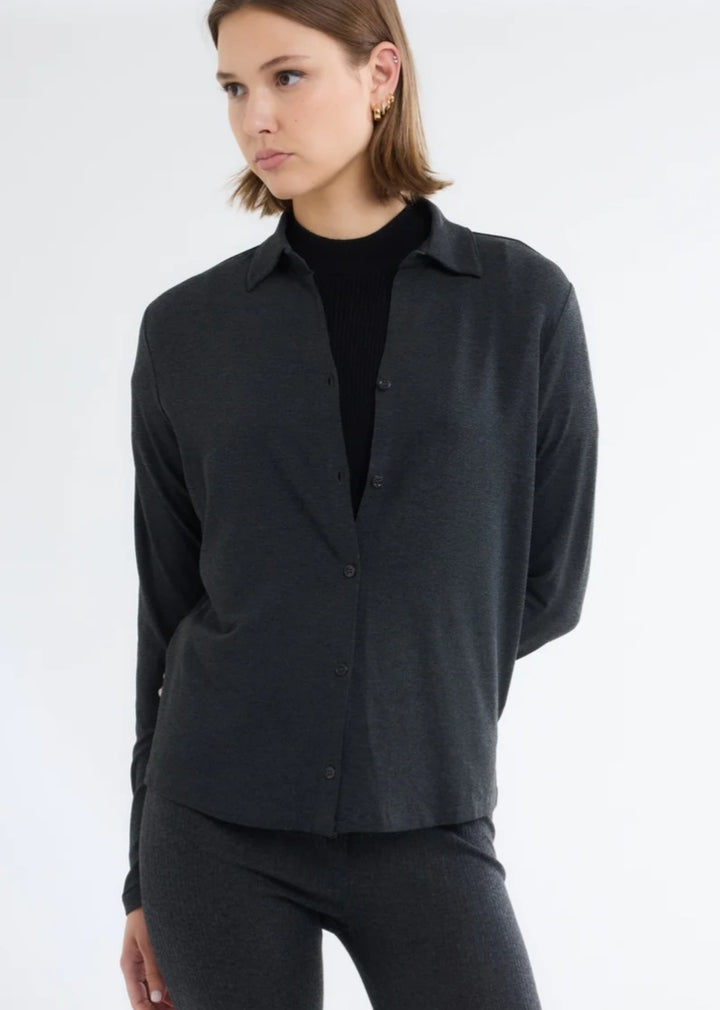 MAJESTIC FILATURES Long Sleeves Shirt Viscose / Elastane In Dark Grey