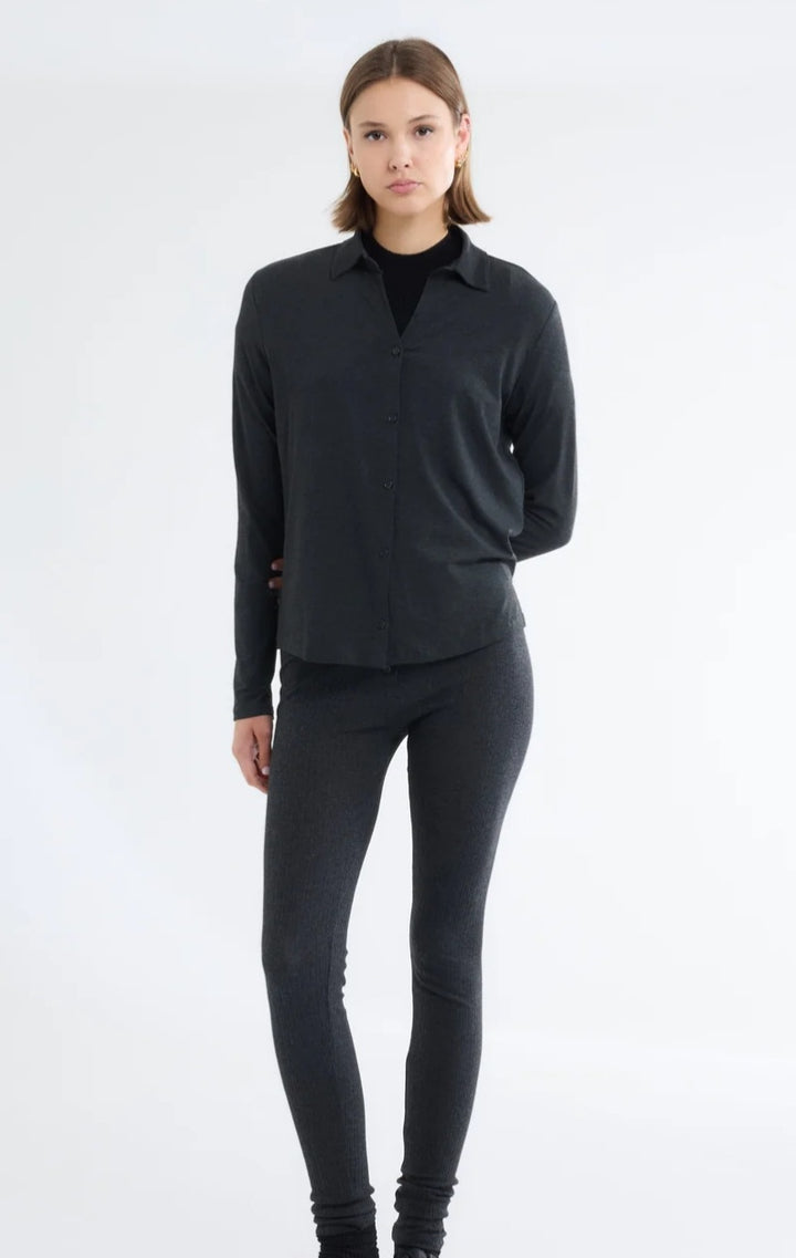 MAJESTIC FILATURES Long Sleeves Shirt Viscose / Elastane In Dark Grey