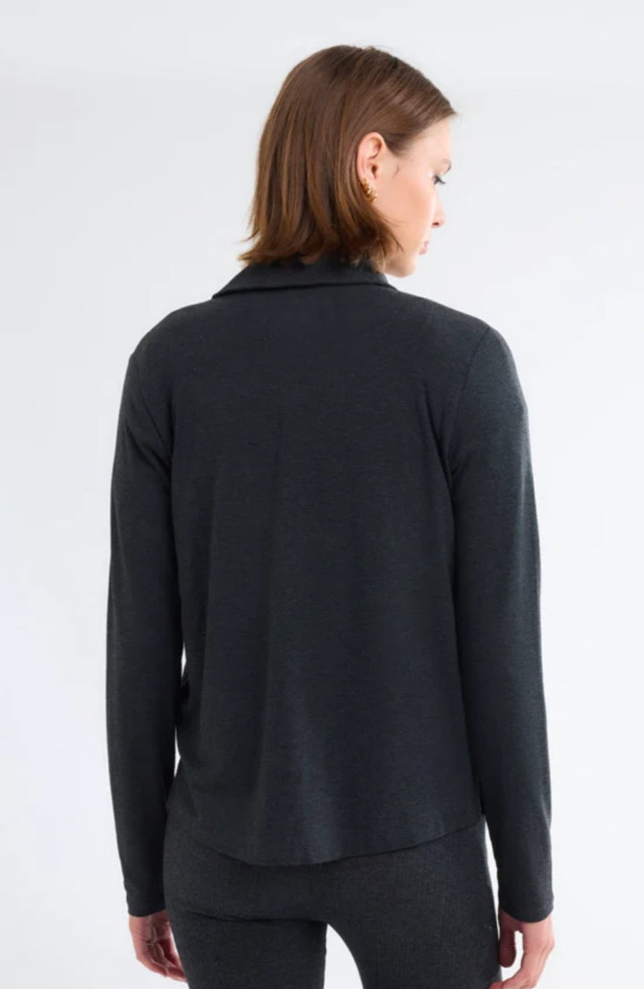 MAJESTIC FILATURES Long Sleeves Shirt Viscose / Elastane In Dark Grey