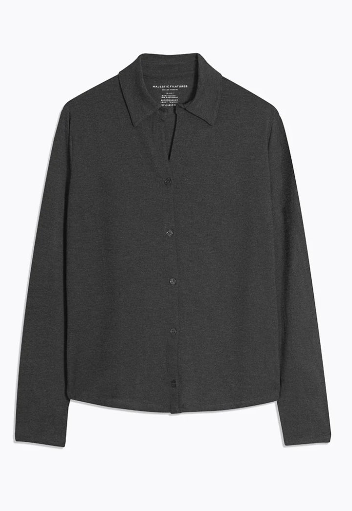 MAJESTIC FILATURES Long Sleeves Shirt Viscose / Elastane In Dark Grey