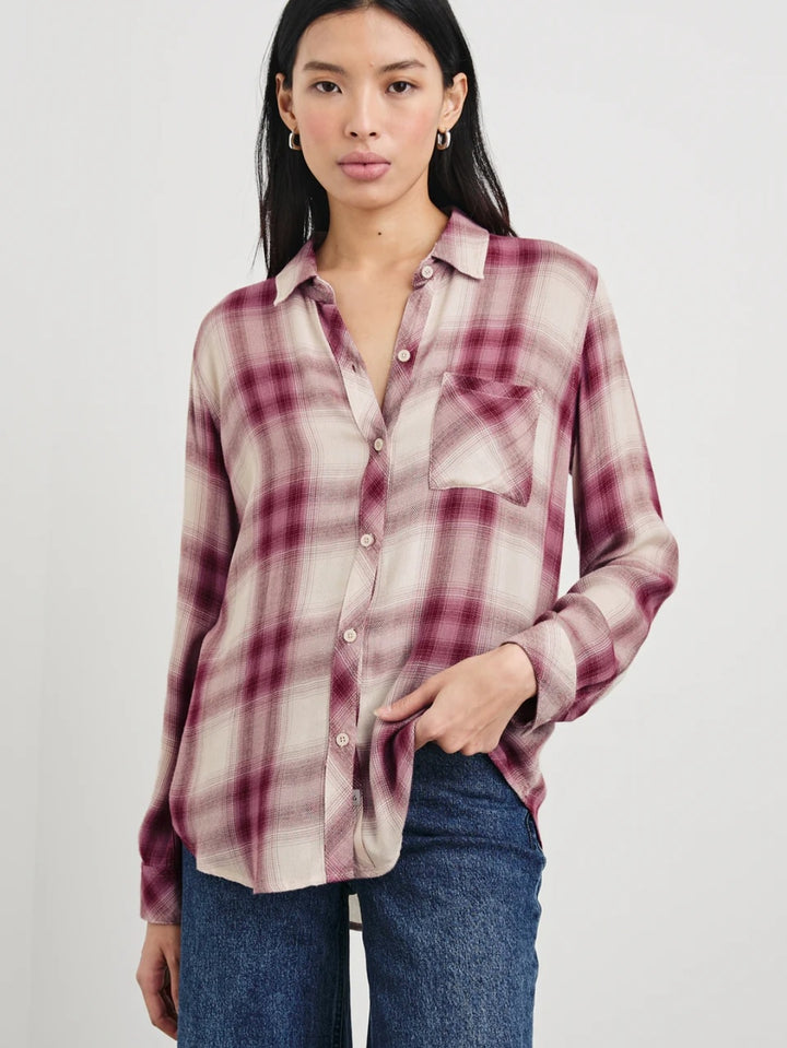 Rails Hunter Shirt In Faded Plum Ivory