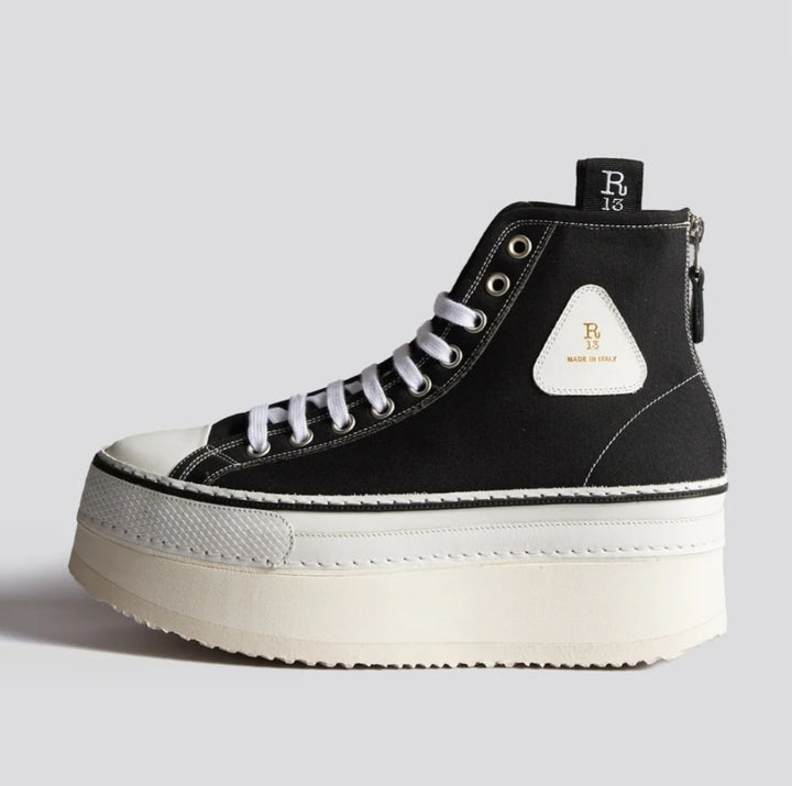 R13 COURTNEY PLATFORM HIGH TOP SNEAKER IN BLACK