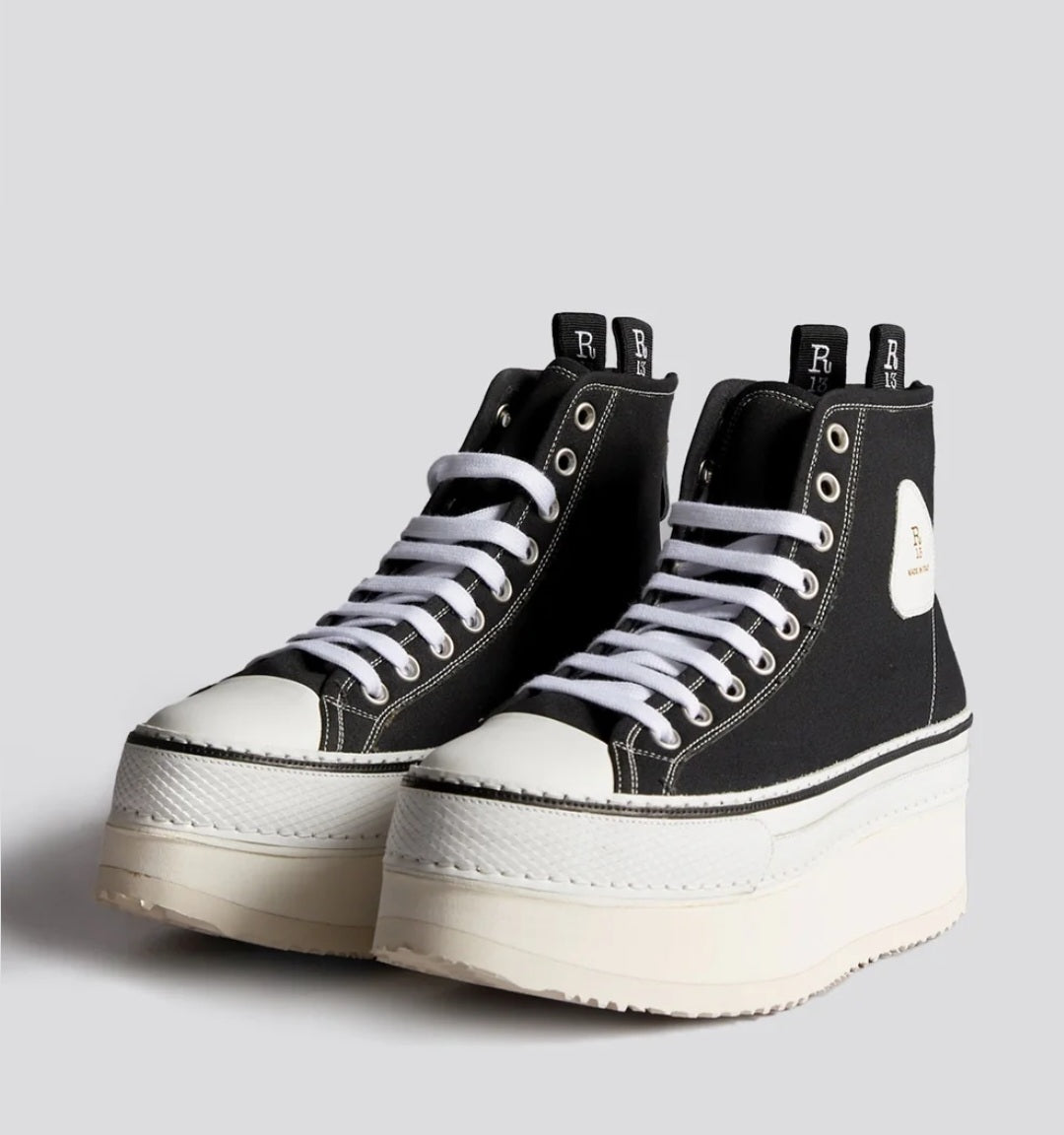 R13 COURTNEY PLATFORM HIGH TOP SNEAKER IN BLACK