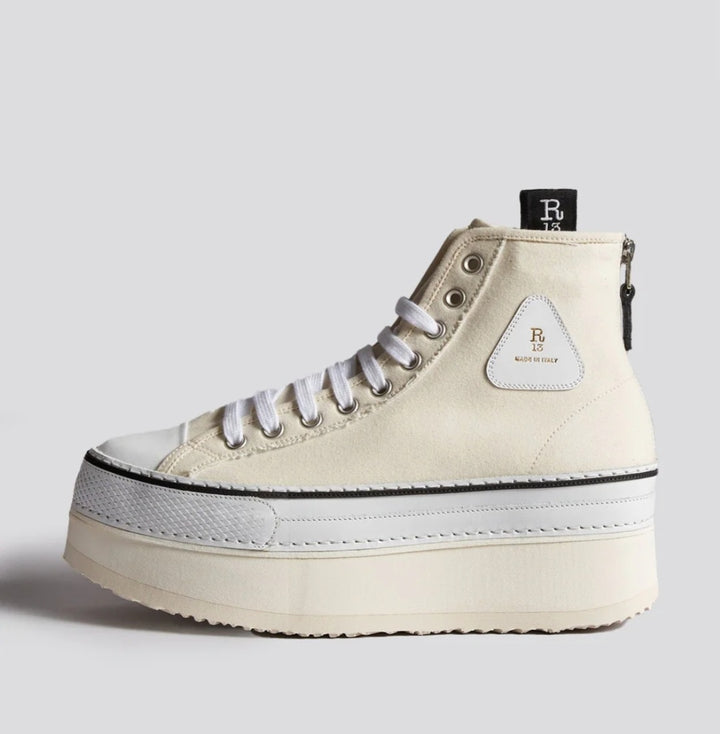 R13 COURTNEY PLATFORM HIGH TOP SNEAKER IN ECRU