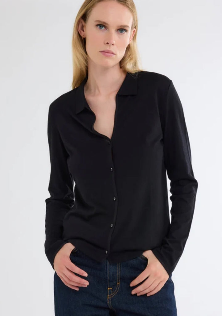 MAJESTIC FILATURES Long Sleeves Shirt Cotton / Cashmere In Black