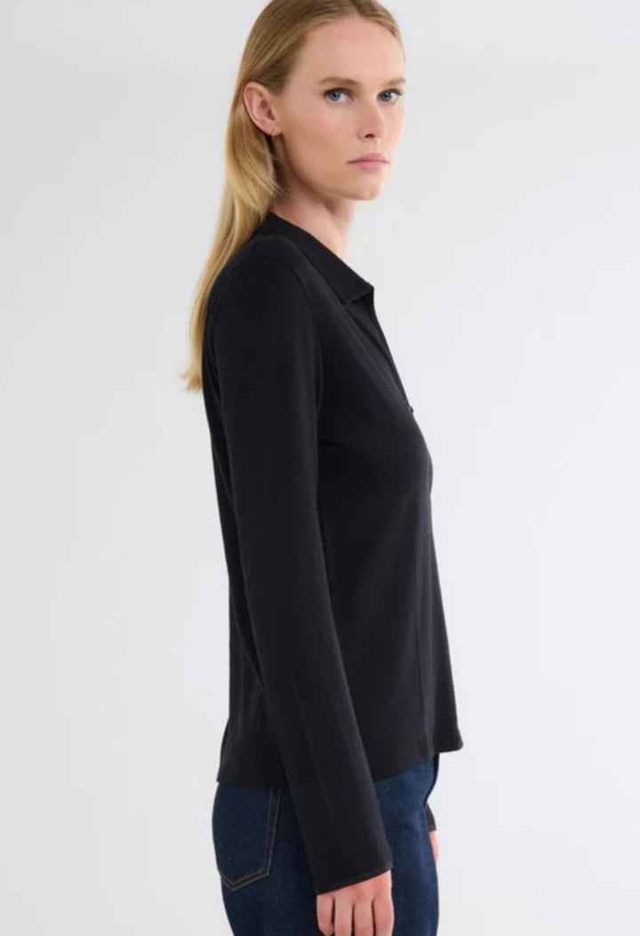 MAJESTIC FILATURES Long Sleeves Shirt Cotton / Cashmere In Black