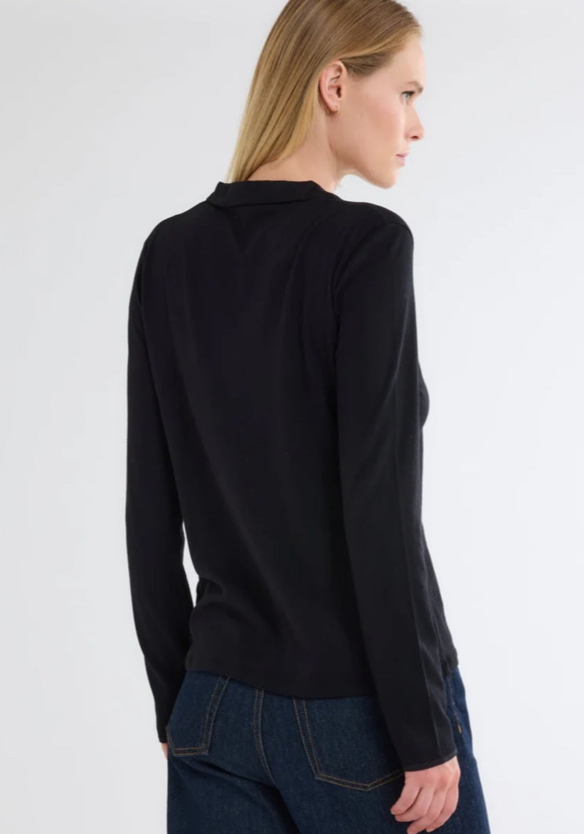 MAJESTIC FILATURES Long Sleeves Shirt Cotton / Cashmere In Black