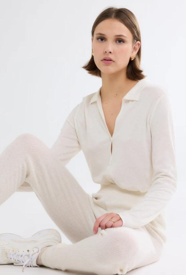 MAJESTIC FILATURES Long Sleeves Shirt Cotton / Cashmere In Pearl