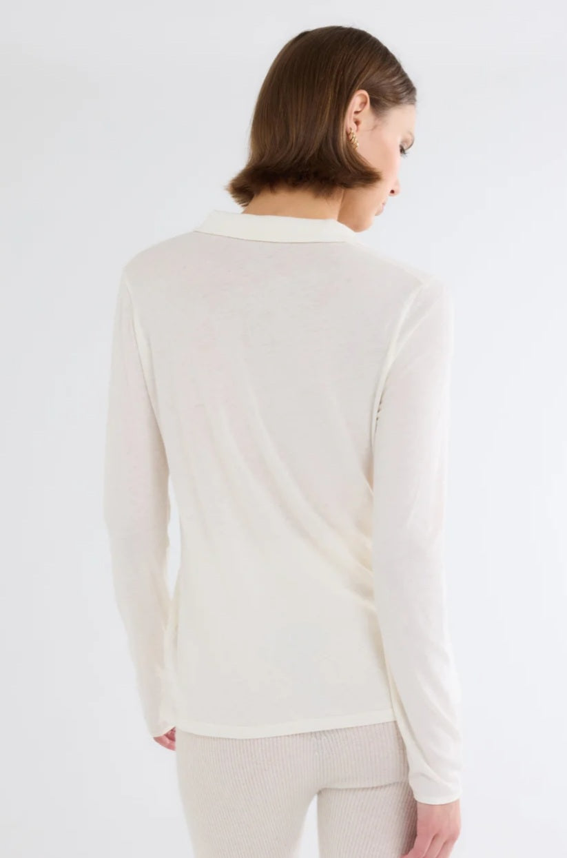 MAJESTIC FILATURES Long Sleeves Shirt Cotton / Cashmere In Pearl