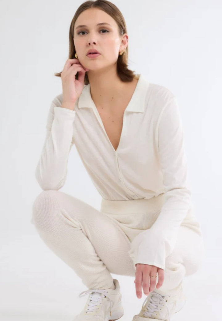 MAJESTIC FILATURES Long Sleeves Shirt Cotton / Cashmere In Pearl