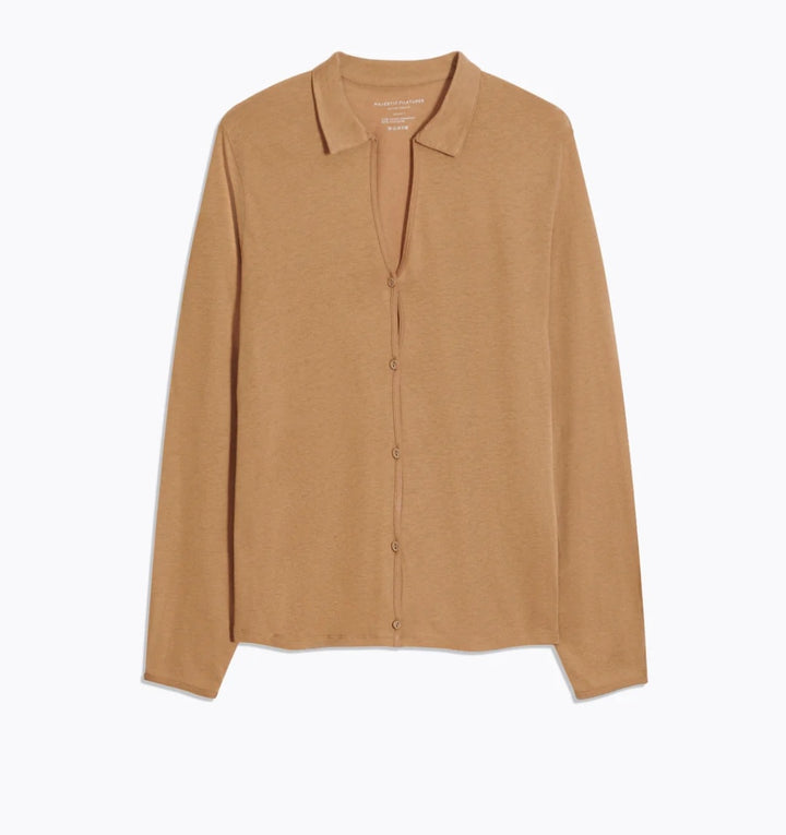 MAJESTIC FILATURES Long Sleeves Shirt Cotton / Cashmere In Tan