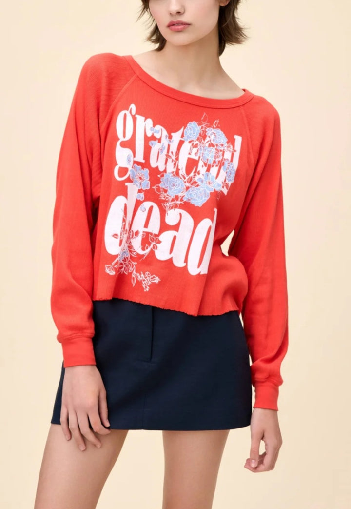 DAYDREAMER Grateful Dead Blooming Flowers Raglan Pointelle Long Sleeve