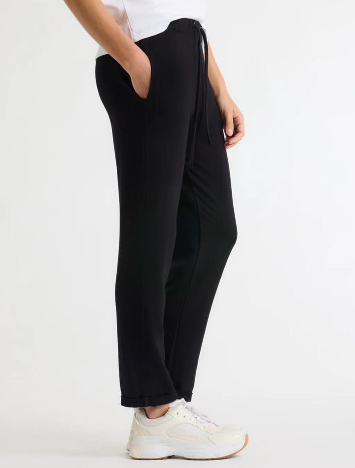 MAJESTIC FILATURES Daphne Viscose / Elastane cuffed hem pants Black