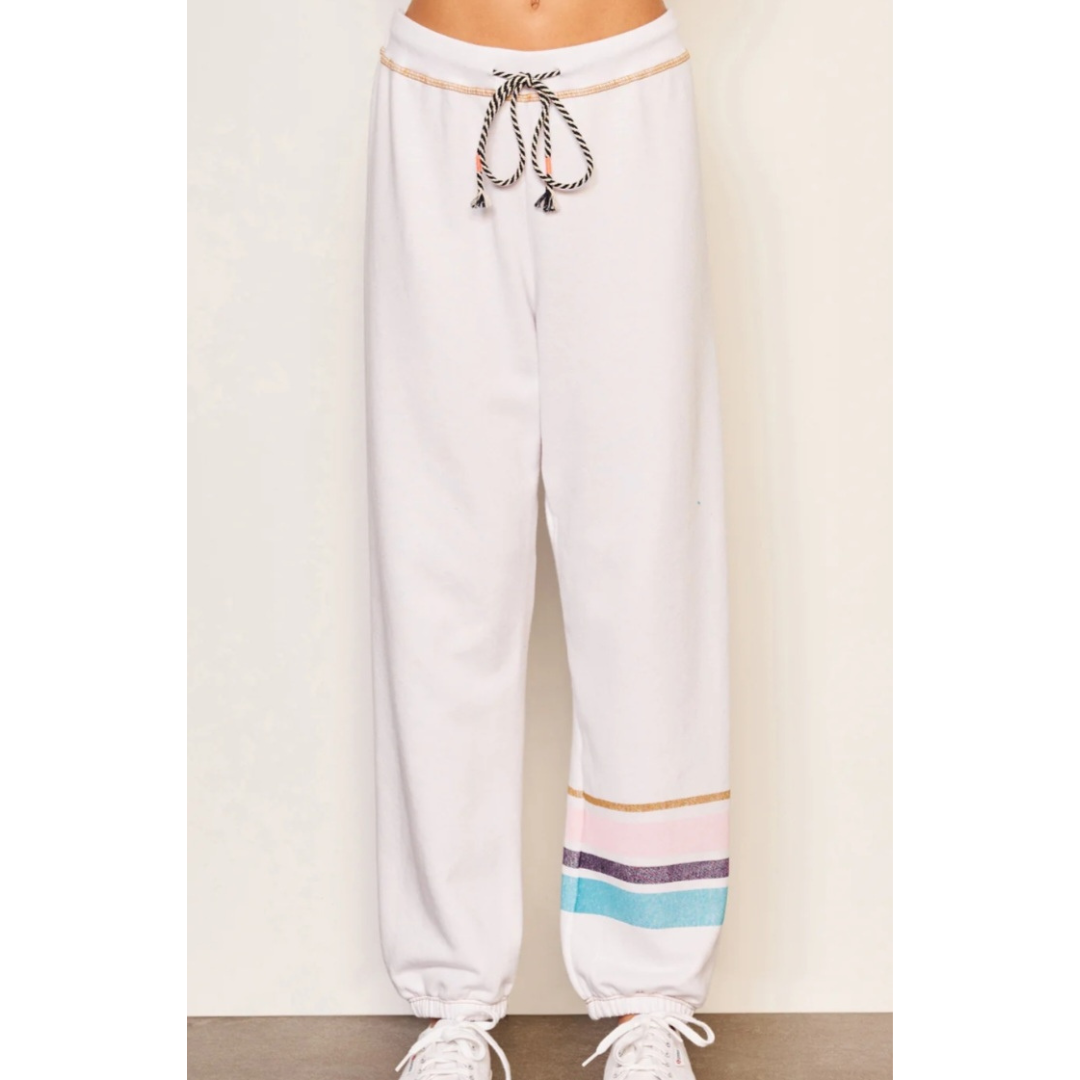 SUNDRY Jogger Stripe in Optic White