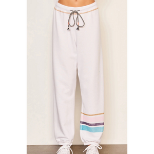 SUNDRY Jogger Stripe in Optic White