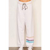 SUNDRY Jogger Stripe in Optic White