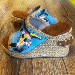 MOU Wedge Denim With Embroidery