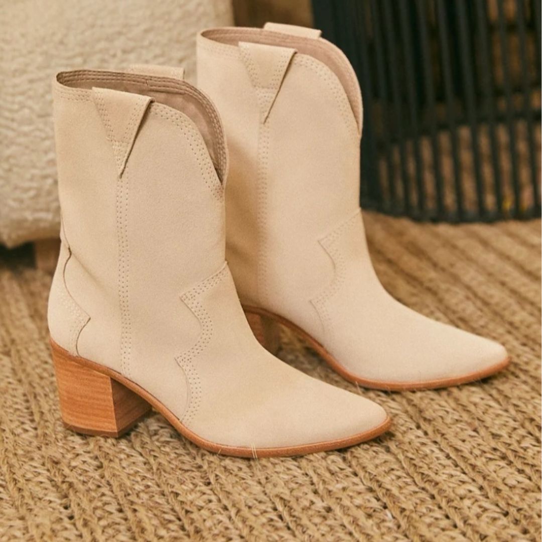 Kaanas Porto Cowboy Bootie W Stitching In Stone