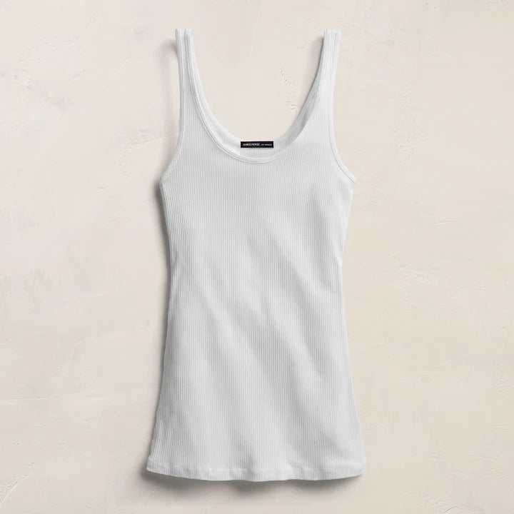 JAMES PERSE Ribbed Daily Tank- White