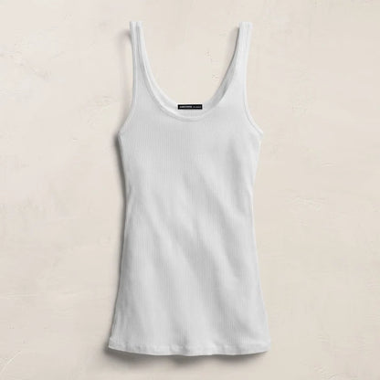 JAMES PERSE Ribbed Daily Tank- White