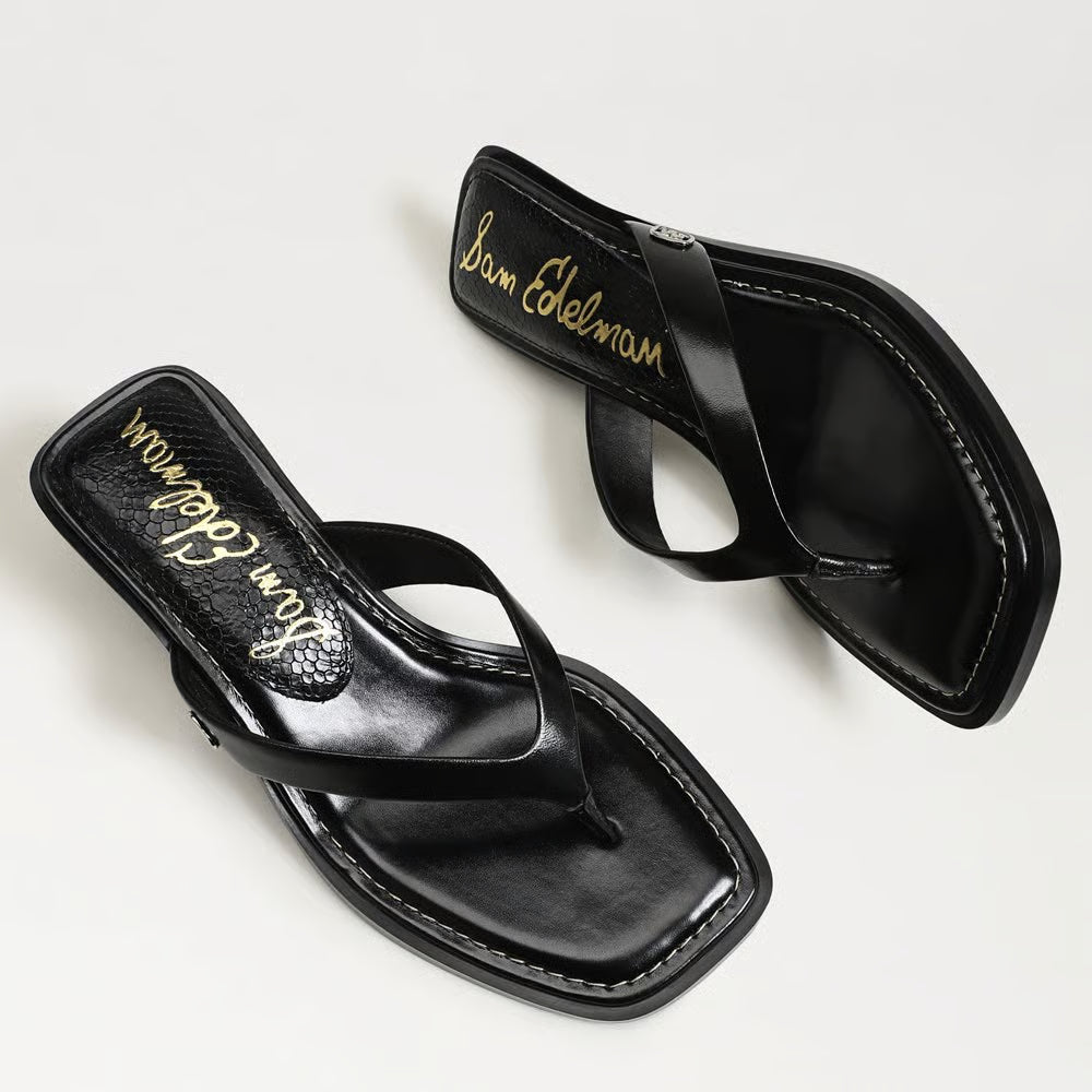 SAM EDELMAN Dollie Thong Sandal Black Leather