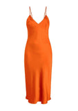 Sophia Midi Silk Slip Dress In Fire Opal