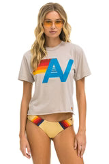 Aviator Nation LOGO BOYFRIEND TEE - SAND