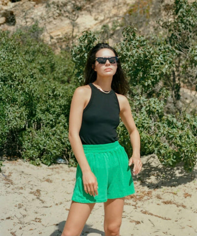 STATESIDE Fine Rib Cropped High Neck in Black