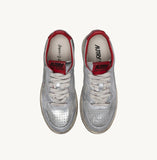 AUTRY MEDALIST LOW SUPER VINTAGE SNEAKERS IN SILVER AND RED SUEDE