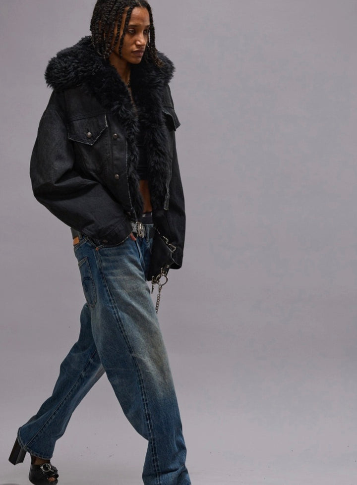 R13 CUFFED X BOYFRIEND JEAN SELVEDGE BLUE
