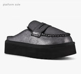 COLORS OF CALIFORNIA Metal Suede Laufer Platform In Black