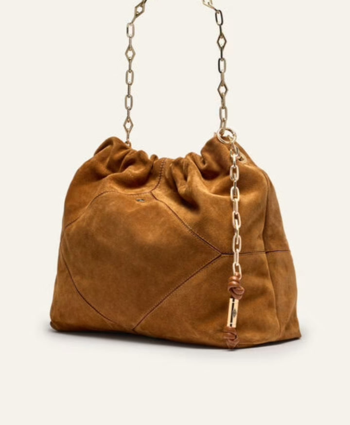 BA&SH JUNE TOTE BAG Suede Congac