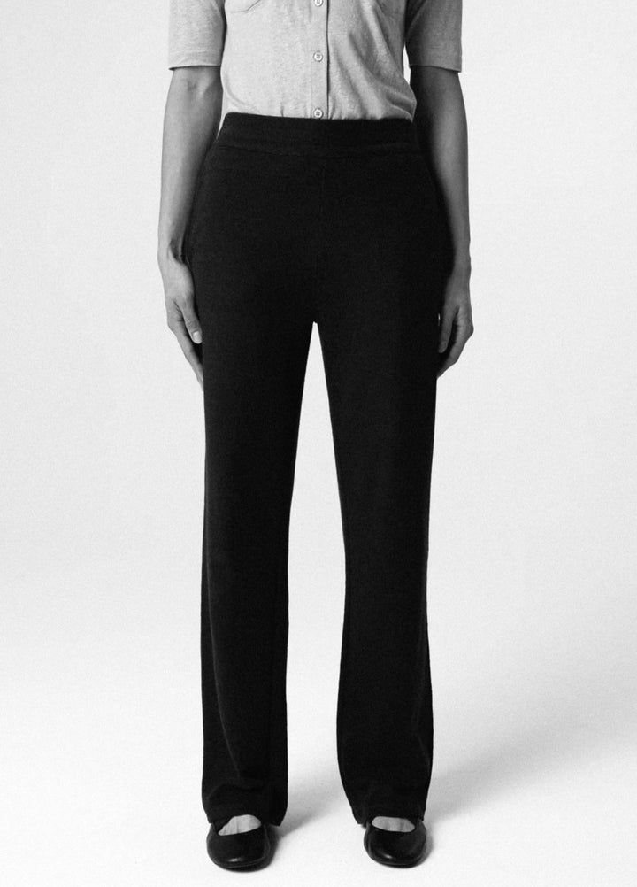 MAJESTIC FILATURES Linen/Elastane Trousers Black