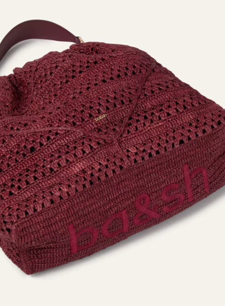 BA&SH JUNE TOTE BAG Burgundy Raffia