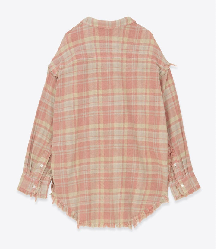 R13 SHREDDED SEAM PLAID SHIRT