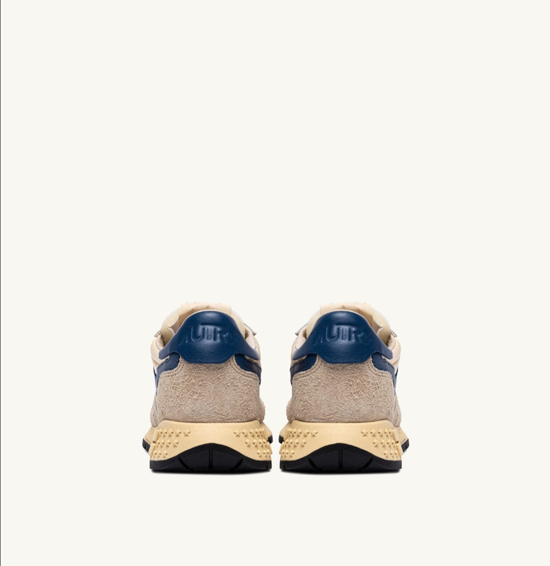 AUTRY REELWIND SNEAKERS IN NYLON SUEDE AND LEATHER  ECRU AND ENSIGN BLUE
