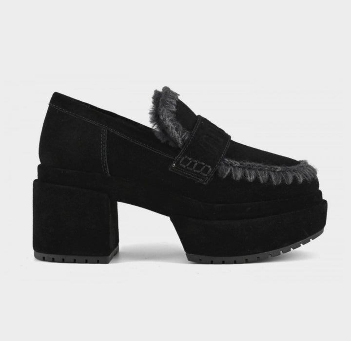 MOU Platform loafer suede colour Black