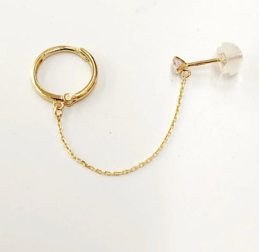 14K Yellow Gold Helix Hoop & 3mm Zircon – 11mm