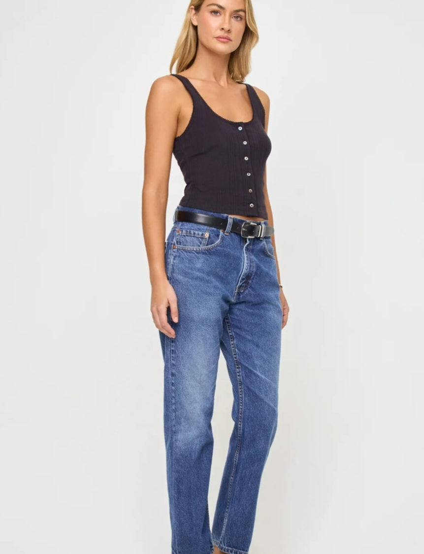 LSPACE Jeanie Pointelle Tank Black