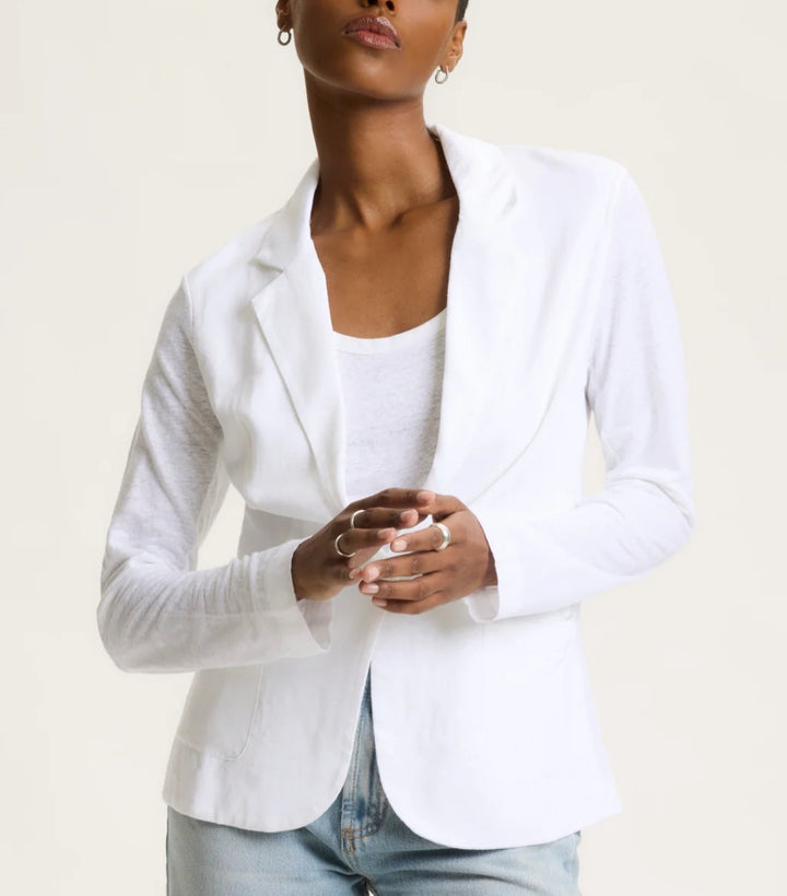 MAJESTIC FILATURES Long Sleeve Linen and Elastane Jacket Cream