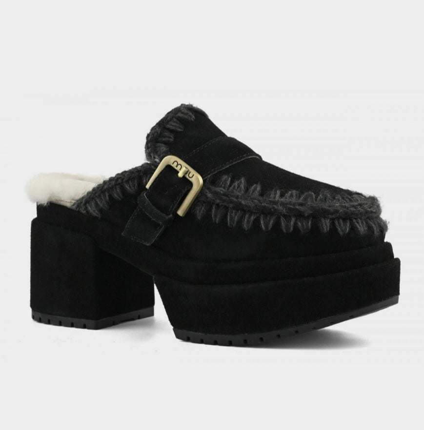 MOU Platform Clog Buckle Strap
Black