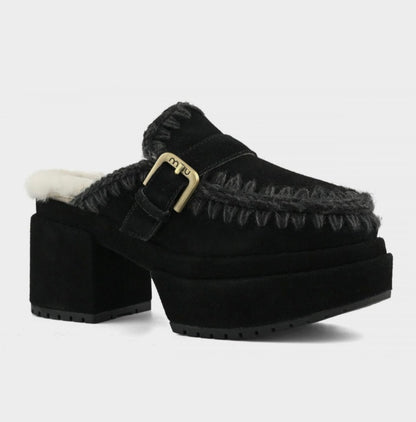 MOU Platform Clog Buckle Strap
Black