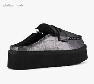 COLORS OF CALIFORNIA Metal Suede Laufer Platform In Black